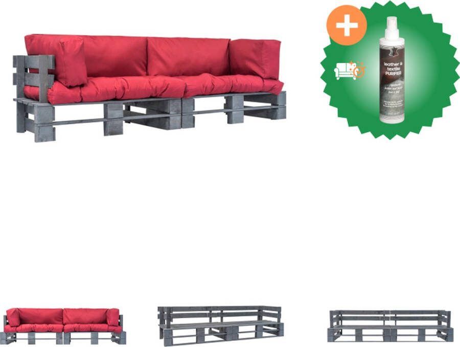 VidaXL Pallet Bankenset Tuinmeubel 220 x 66 x 65 cm Grenenhout Loungebank Inclusief Reiniger