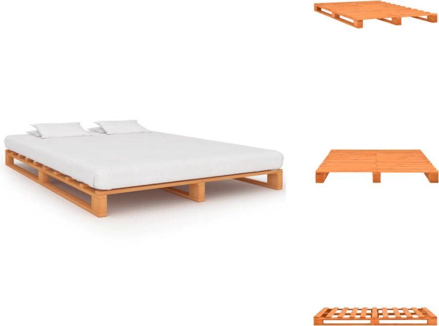 VidaXL Pallet bedframe Massief grenenhout 200 x 140 x 14 cm Bed