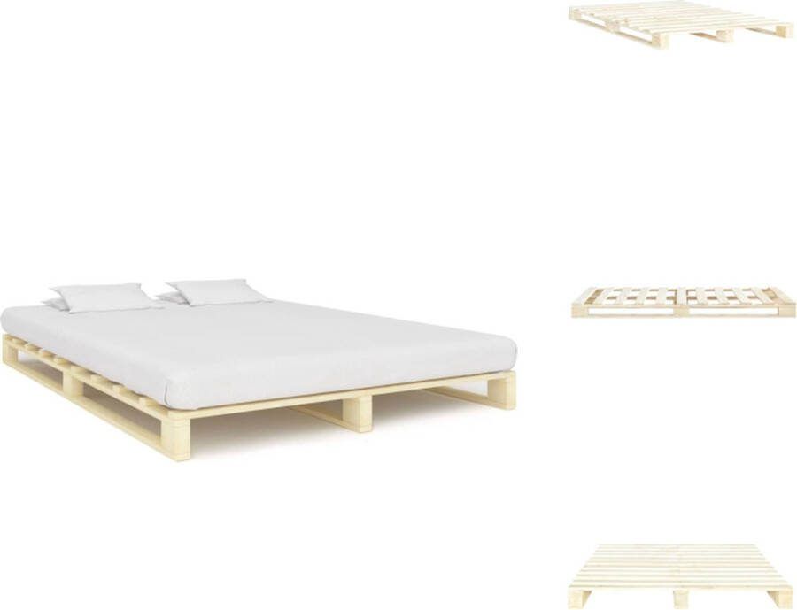 VidaXL Pallet Bedframe Naturel 200 x 160 x 14 cm Massief Grenenhout Bed