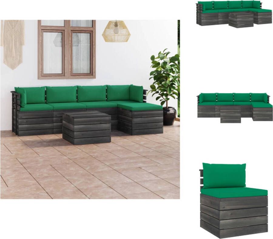 VidaXL Pallet Lounge Set Grenenhout Modulair Groen 150x150x40 cm Tuinset
