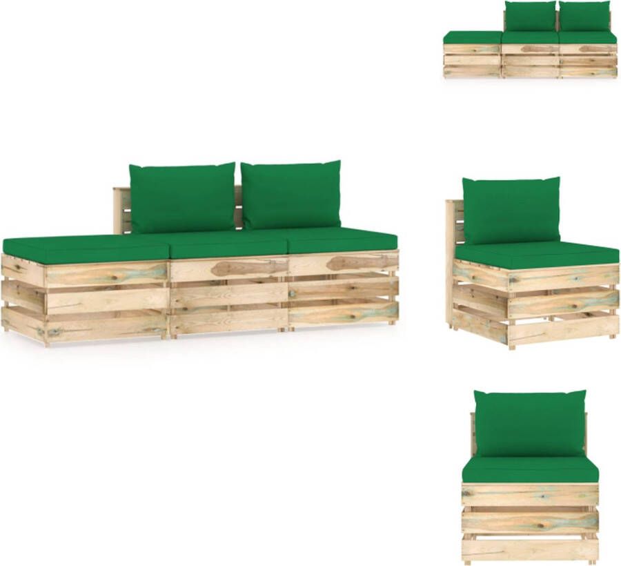 VidaXL Pallet loungeset 60 x 70 x 66 cm groen grenenhout Tuinset