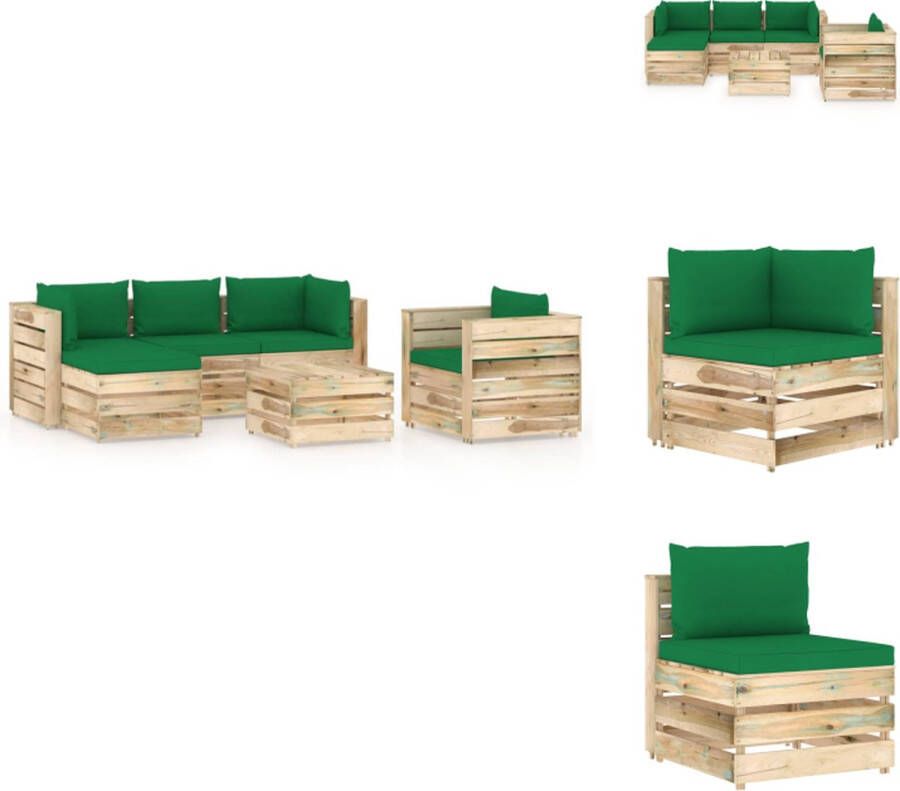 VidaXL Pallet Loungeset Grenenhout Groen 69 x 70 x 66 cm Duurzaam en modulair design Tuinset