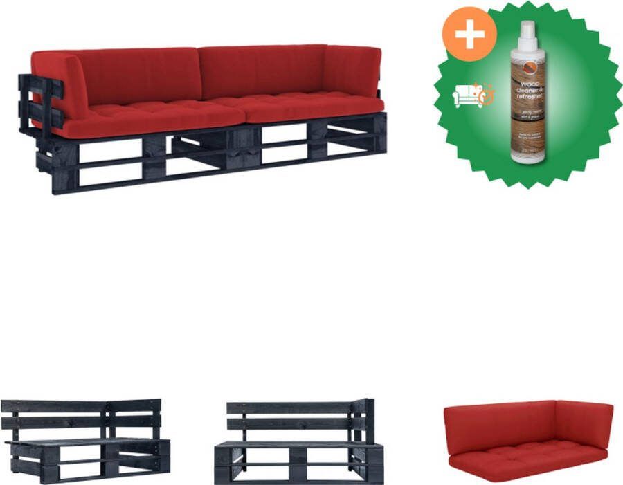 VidaXL Pallet Tuinbank 110 x 65 x 55 cm Grenenhout Zwart geïmpregneerd Tuinset Inclusief Houtreiniger en verfrisser
