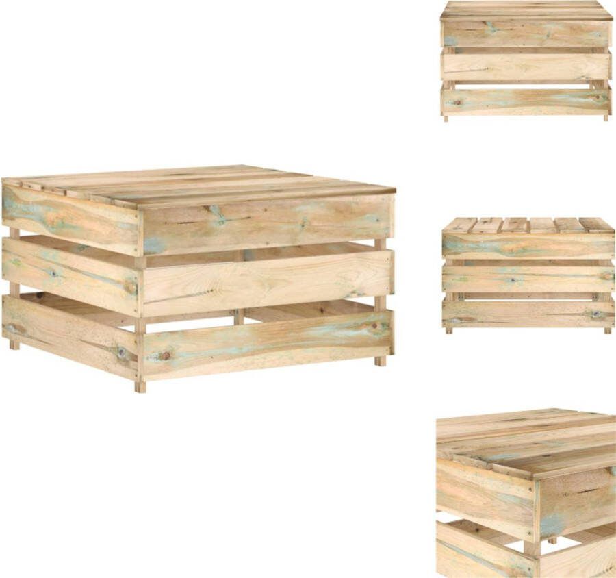 VidaXL Pallet Tuintafel 60x62x37 cm Grenenhout Groen+ Afdekhoes Montage vereist Tuinbank