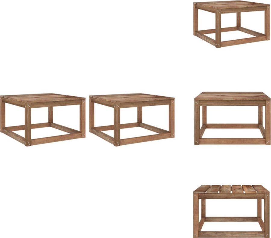 VidaXL Pallet Tuintafels Set van 2 Bruin Geïmpregneerd Grenenhout 60x60x36.5 cm Montage vereist Tuinbank