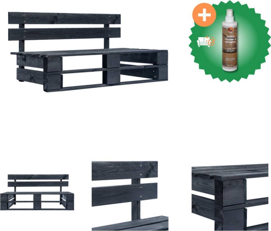 VidaXL Palletbank Geïmpregneerd grenenhout 110 x 65 x 55 cm Zwart Tuinbank Inclusief Houtreiniger en verfrisser