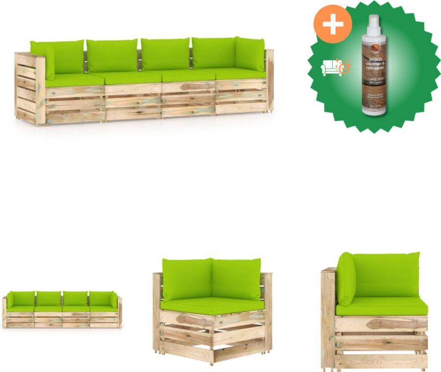 VidaXL Palletbank hoekbank 69x70x66 cm grenenhout groen geïmpregneerd Tuinset Inclusief Houtreiniger en verfrisser