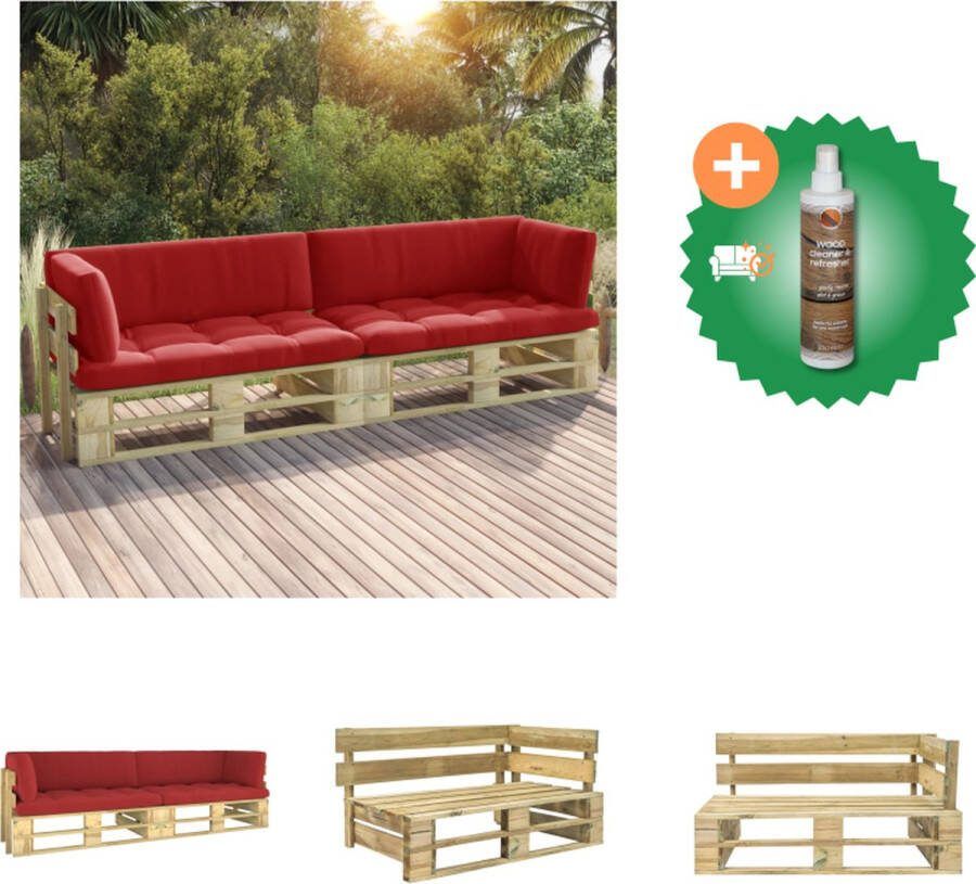 VidaXL Palletbank Houten 110 x 66 x 55 cm Grenenhout Groen geïmpregneerd Tuinset Inclusief Houtreiniger en verfrisser