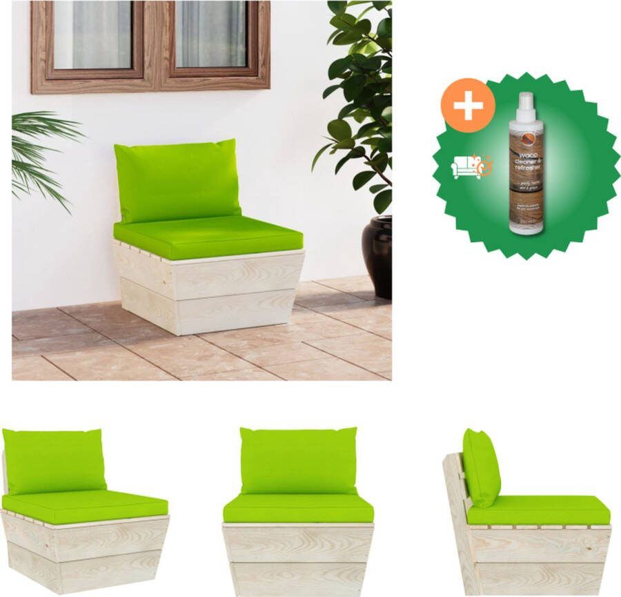 VidaXL Palletbank Houten bank 60 x 60 x 65 cm Geïmpregneerd vurenhout en stof Tuinbank Inclusief Houtreiniger en verfrisser