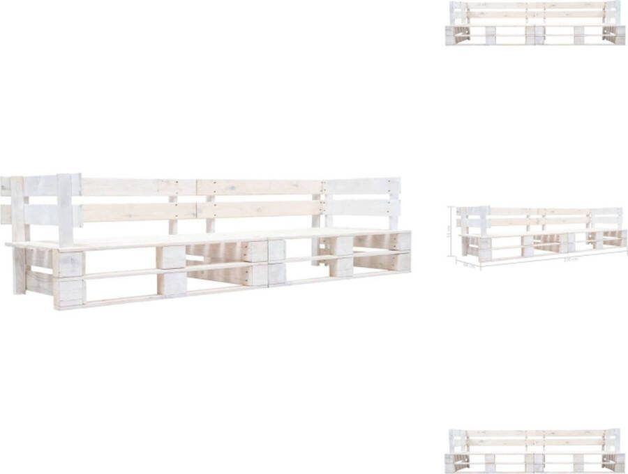 VidaXL Palletbank Houten Tuinbank 220 x 66 x 55 cm Wit Geïmpregneerd Grenenhout Tuinbank