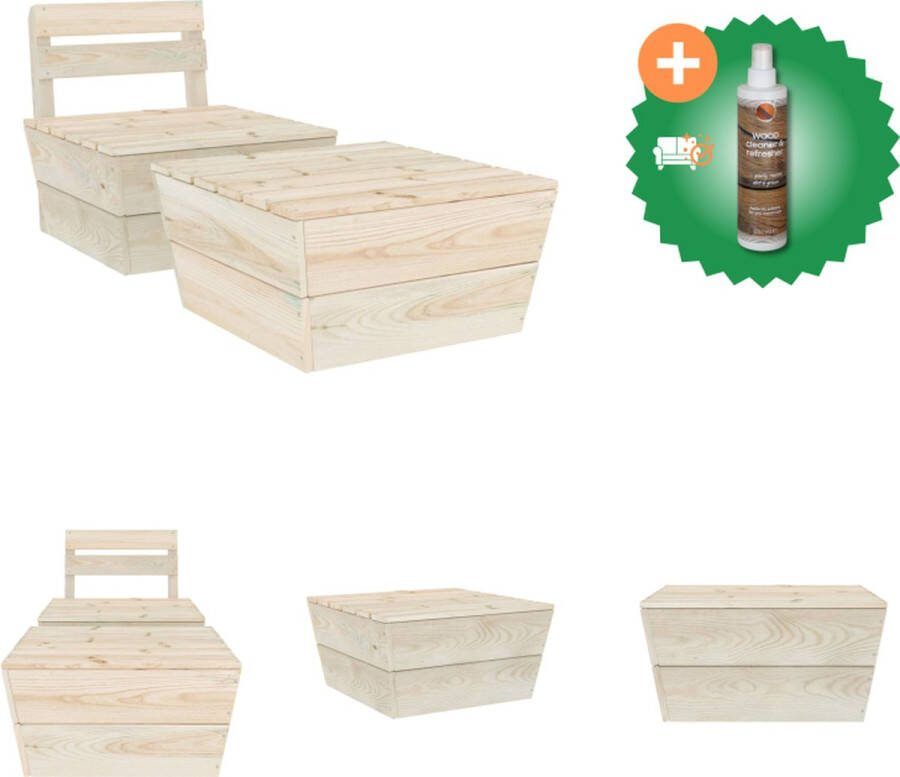 VidaXL Palletbank Houten tuinset 60x60x65 cm Geïmpregneerd vurenhout Tuinbank Inclusief Houtreiniger en verfrisser