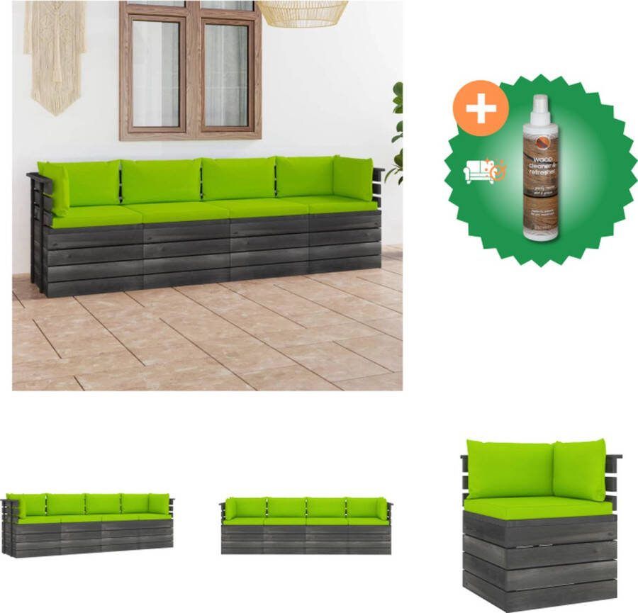 VidaXL Palletbank Massief Grenenhout 60x65x71.5 cm HelderGroen Tuinset Inclusief Houtreiniger en verfrisser