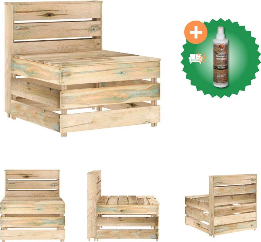 VidaXL Tuinmiddenbank pallet geïmpregneerd grenenhout Tuinbank Inclusief Houtreiniger en verfrisser