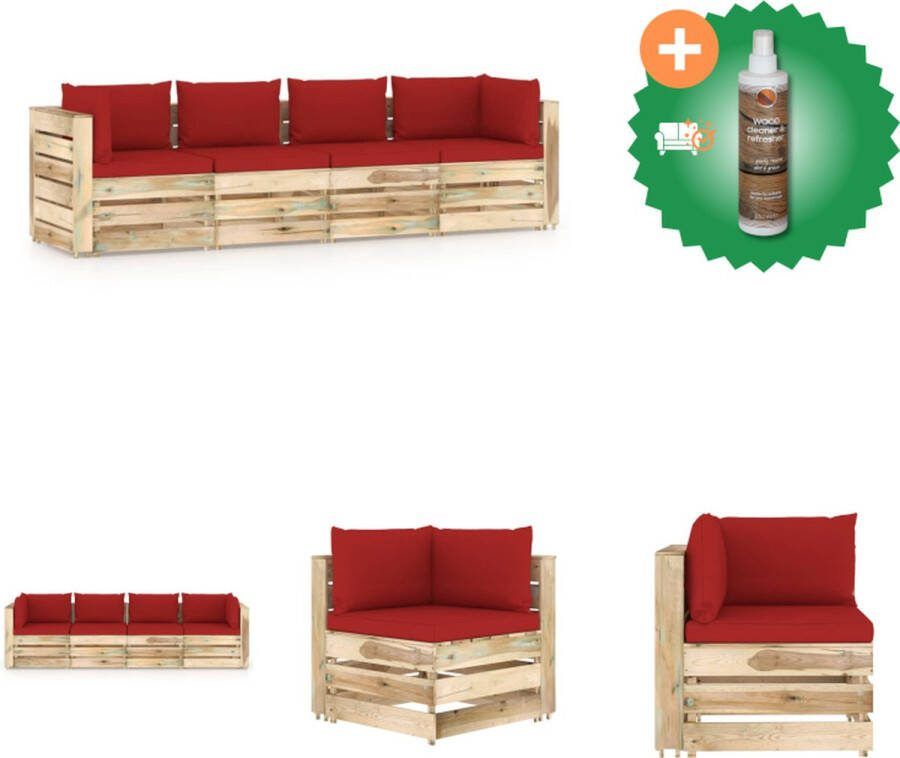 VidaXL Palletbank Pallet Elegant 69x70x66 cm grenenhout Tuinset Inclusief Houtreiniger en verfrisser