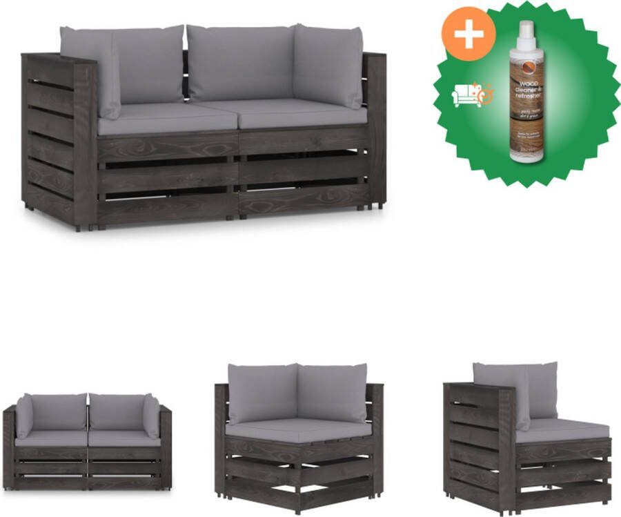 VidaXL Palletbank Palletmeubel Hoekbank 69x70x66 cm Grenenhout Tuinset Inclusief Houtreiniger en verfrisser