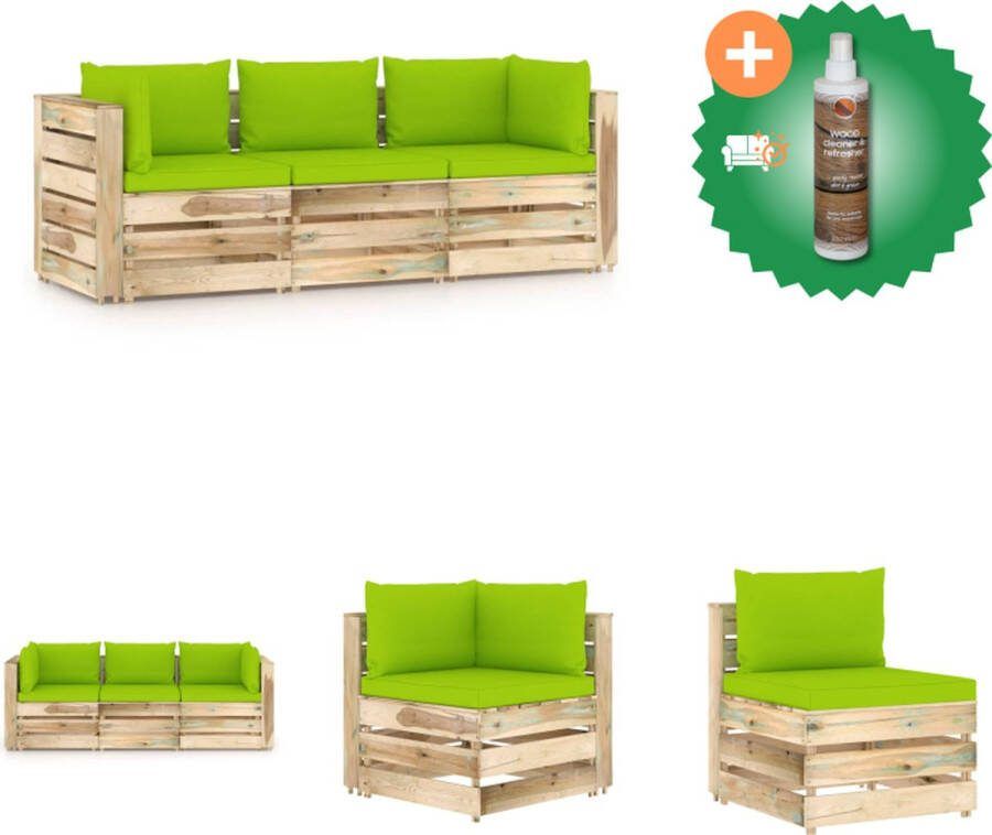VidaXL Palletbank Tuinmeubelen 69 x 70 x 66 cm Grenenhout Houten bank Groen Tuinset Inclusief Houtreiniger en verfrisser