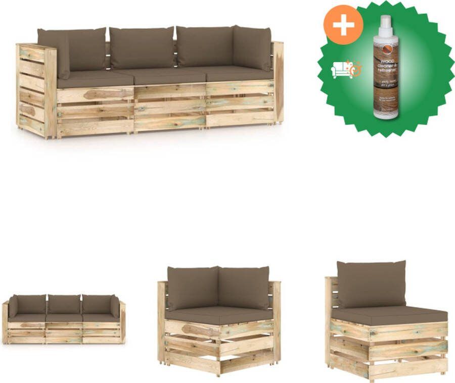 VidaXL Palletbank Tuinmeubelen 69 x 70 x 66 cm Grenenhout Tuinset Inclusief Houtreiniger en verfrisser