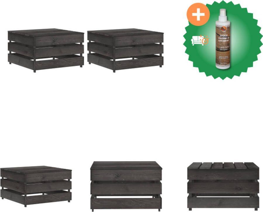 VidaXL Pallettafel Geïmpregneerd Grenenhout Grijs 60x62x37 cm Tuinbank Inclusief Houtreiniger en verfrisser
