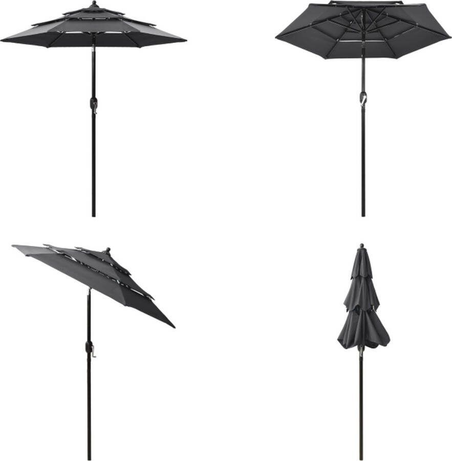 VidaXL Parasol 3-laags met aluminium paal 2 m antracietkleurig Parasol Parasols Tuinparasol Tuinparasols