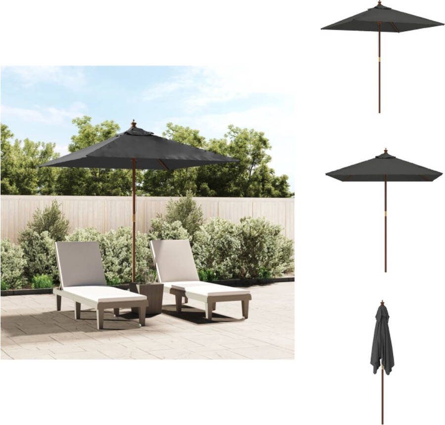 VidaXL Parasol Antraciet 198x198x231 cm UV-beschermend polyester Hardhouten frame Ventilatierooster Enkelvoudig katrolsysteem Parasol