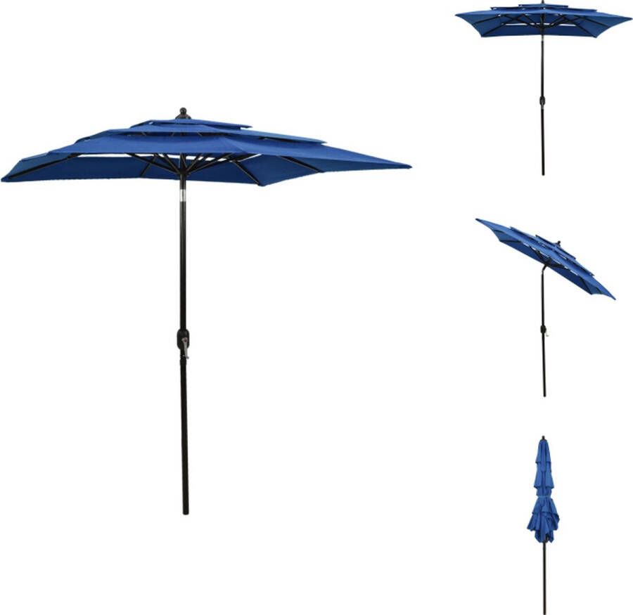 VidaXL Parasol Azuurblauw 200 x 200 x 240 cm UV-beschermend polyester Gepoedercoat aluminium Parasol