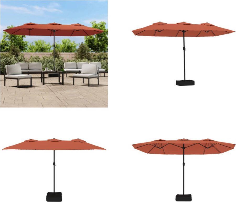 VidaXL Parasol dubbel 449x245 cm terracottakleurig Parasol Parasols Buitenparasol Tuinparasol