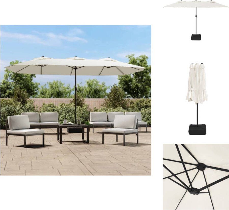 VidaXL Parasol LED-verlichting 449x265x245 cm Zandwit Donkergrijs Parasol