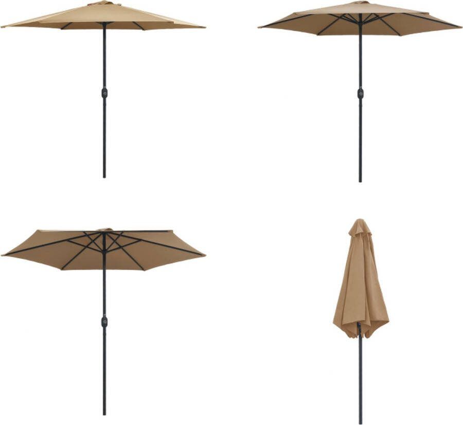 VidaXL Parasol met aluminium paal 270x246 cm taupe Parasol Parasols Buitenparasol Buitenparasols