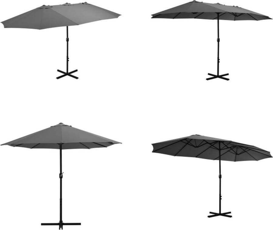 VidaXL Parasol met aluminium paal 460x270 cm antraciet Parasol Parasols Dubbele Parasol Dubbele Parasols
