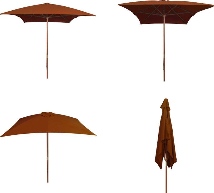 VidaXL Parasol met houten paal 200x300 cm terracottakleurig Parasol Parasols Tuin Parasol Tuin Parasols