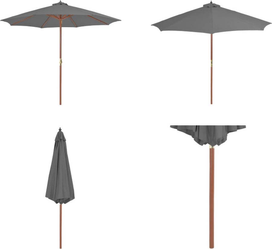 VidaXL Parasol met houten paal 300 cm antraciet Parasol Parasols Buitenparasol Buitenparasols