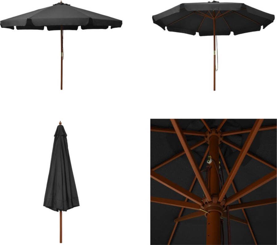 VidaXL Parasol met houten paal 330 cm antraciet Parasol Parasols Buitenparasol Buitenparasols