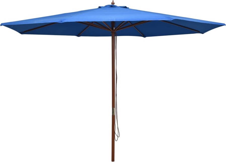 VidaXL -Parasol-met-houten-paal-350-cm-blauw