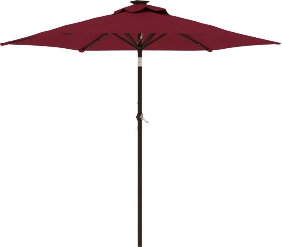 VidaXL Parasol met LED's en stalen paal 225x225x212 cm bordeauxrood