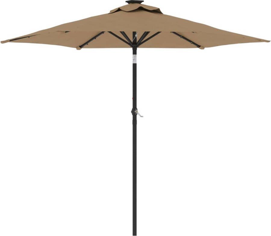 VidaXL Parasol met LED's en stalen paal 225x225x212 cm taupe