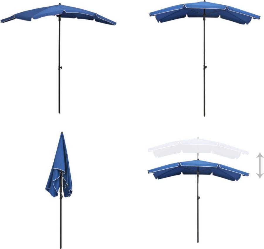 VidaXL Parasol met paal 200x130 cm azuurblauw Parasol Parasols Buitenparasol Buitenparasols