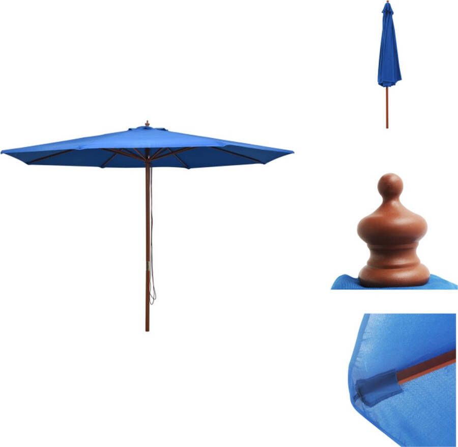 VidaXL Parasol UV-beschermend polyester 48mm paaldiameter Stabiel en duurzaam Eenvoudig te monteren Blauw 350 x 256 cm Parasol