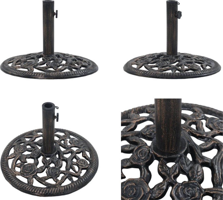 VidaXL Parasolvoet 12 kg 48 cm gietijzer bronskleurig Parasolvoet Parasolvoeten Parasol Voet Parasol Voet