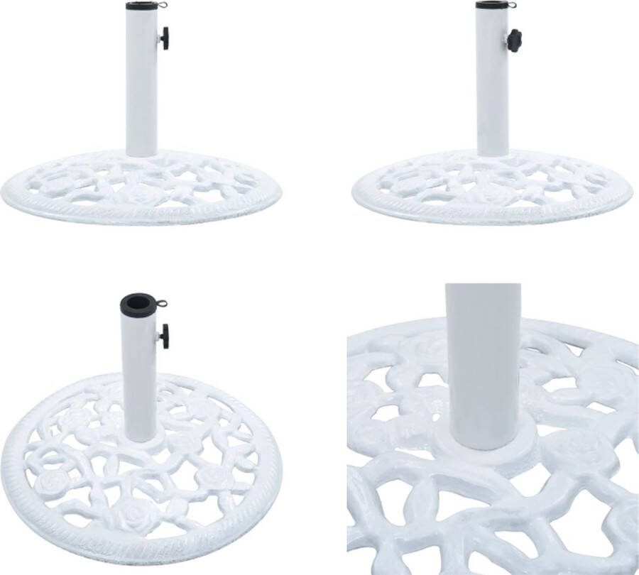 VidaXL Parasolvoet 12 kg 48 cm gietijzer wit Parasolvoet Parasolvoeten Parasol Voet Parasol Voet