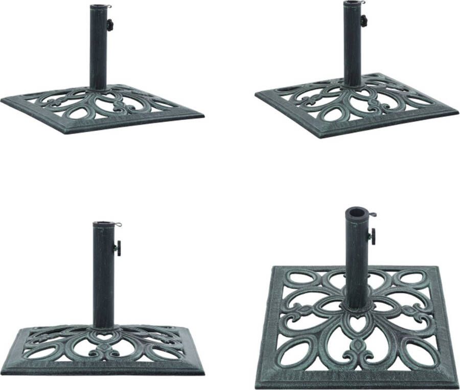 VidaXL Parasolvoet 12 kg 49 cm gietijzer groen Parasolvoet Parasolvoeten Parasol Voet Parasol Voet