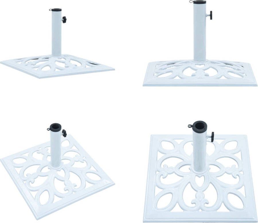 VidaXL Parasolvoet 12 kg 49 cm gietijzer wit Parasolvoet Parasolvoeten Parasol Voet Parasol Voet
