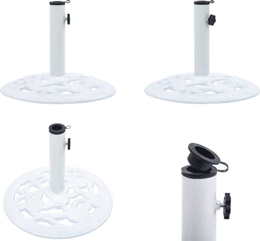 VidaXL Parasolvoet 9 kg 40 cm gietijzer wit Parasolvoet Parasolvoeten Parasol Voet Parasol Voet