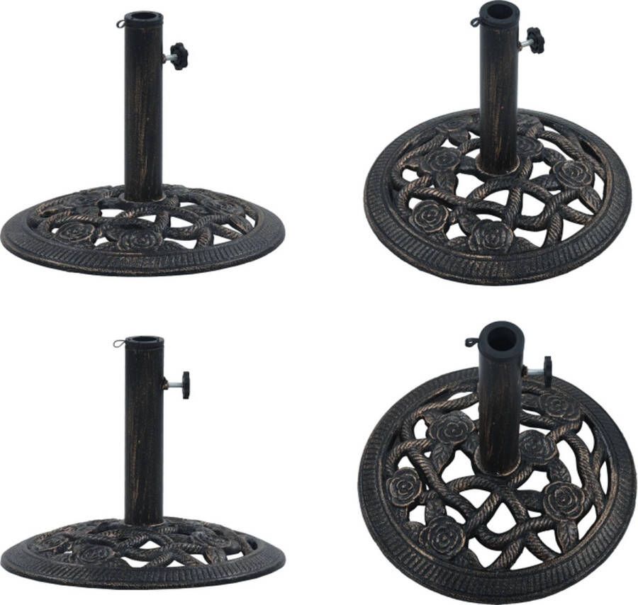 VidaXL Parasolvoet 9 kg 40 cm gietijzer zwart en bronskleurig Parasolvoet Parasolvoeten Parasol Voet Parasol Voet