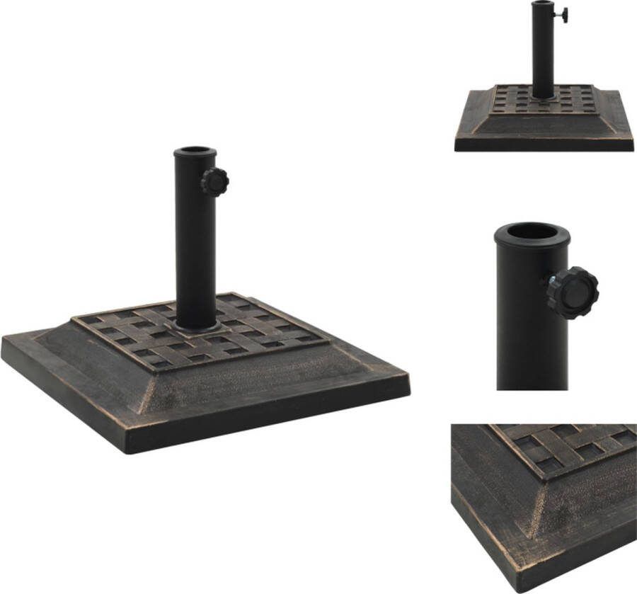 VidaXL Parasolvoet Brons Polyresin 44 x 33 cm Met vergrendelingsbout Incl adapters voor 38 48 mm Parasolvoet