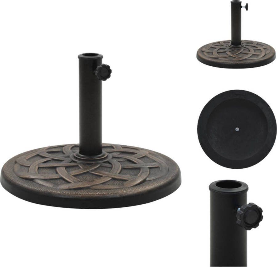 VidaXL Parasolvoet Decoratief Weerbestendig Polyresin 57 mm buisdiameter Inclusief adapters Kleur- Brons Afmetingen- 54.5 x 33 cm Gewicht- 19 kg Parasolvoet