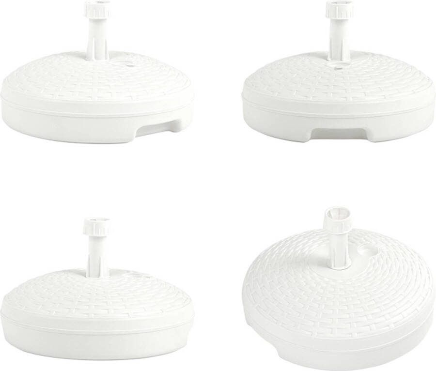 VidaXL Parasolvoet gevuld met zand water 20 L kunststof rattan wit Parasolbasis Parasolvoet Parasolvoeten Parasolstandaard