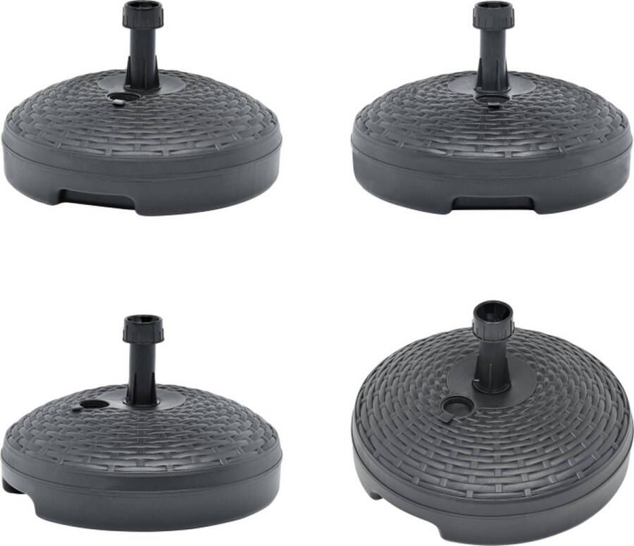 VidaXL Parasolvoet gevuld zand water 20 L kunststof rattan antraciet Parasolbasis Parasolvoet Parasolvoeten Parasolstandaard
