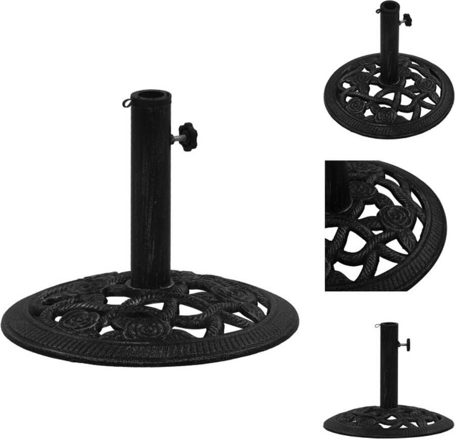 VidaXL Parasolvoet Gietijzer 40 x 32 cm Zwarte 35 38 48 mm adapter Parasolvoet