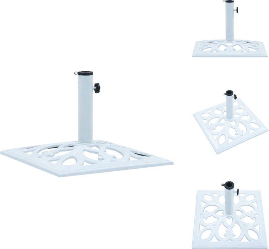 VidaXL Parasolvoet Gietijzer 49 x 49 x 33 cm Wit Parasolvoet