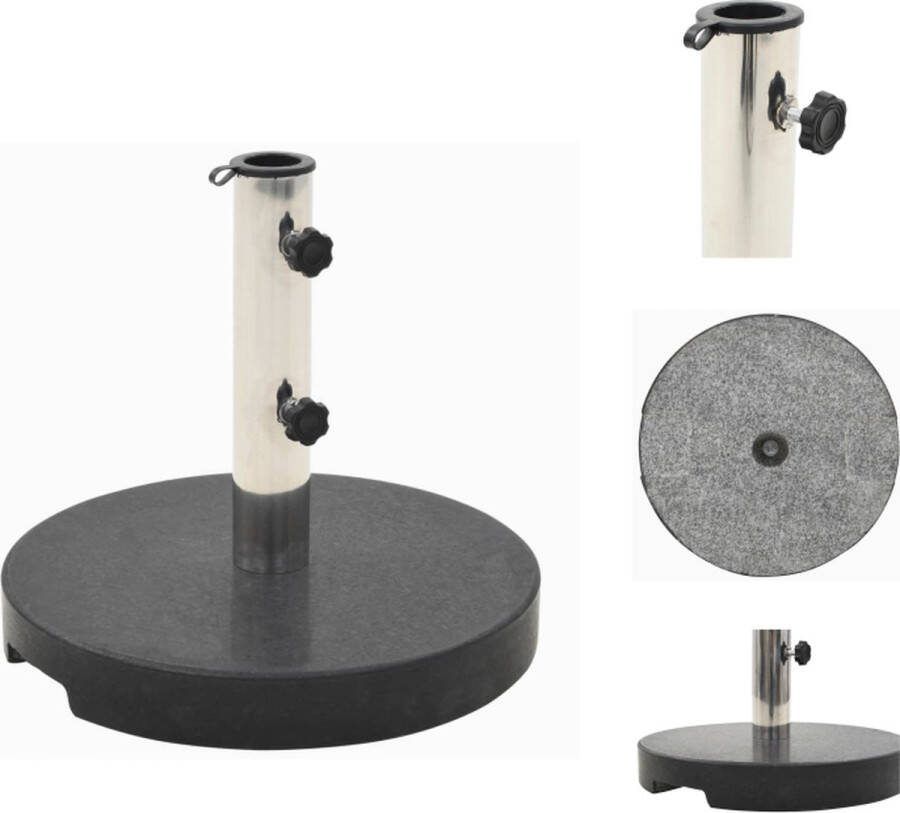 VidaXL parasolvoet Graniet 20 kg Zwart Ø40 cm Stabiele basis Adapter 38 48 mm Parasolvoet
